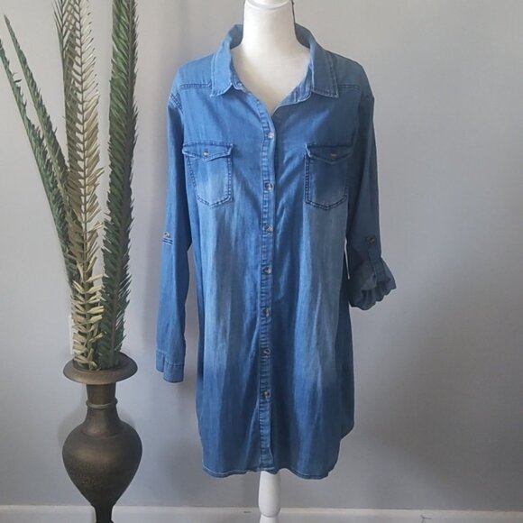 Judy Blue Button Down Denim Dress - Picture 3 of 15